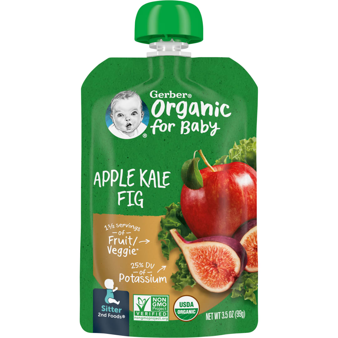 Gerber 2nd Foods Organic for Baby Baby Food, Apple Kale Fig, 3.5 oz Pouch