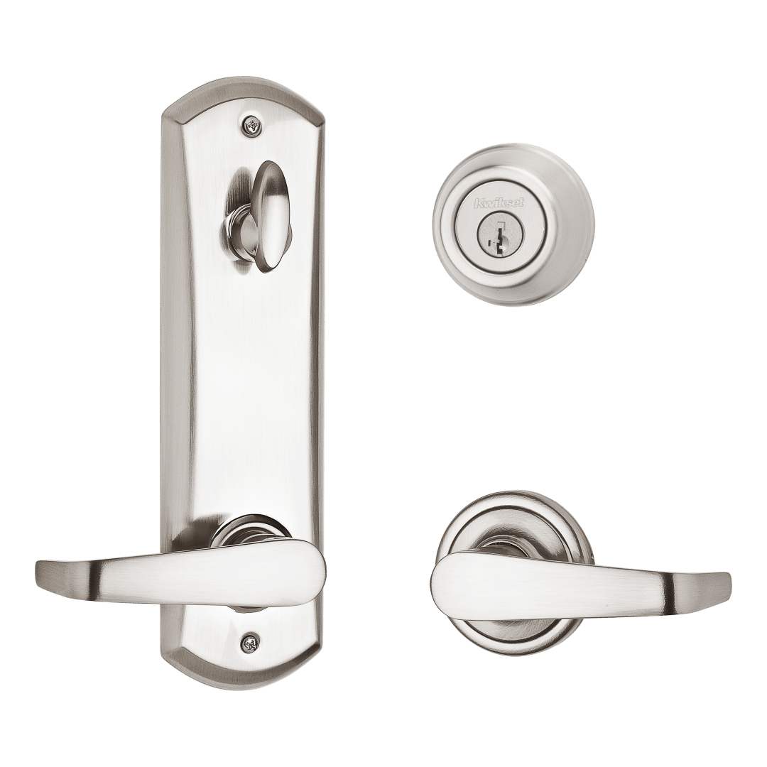 Kingston Round Interconnect Lever in Satin Nickel featuring SmartKey Security