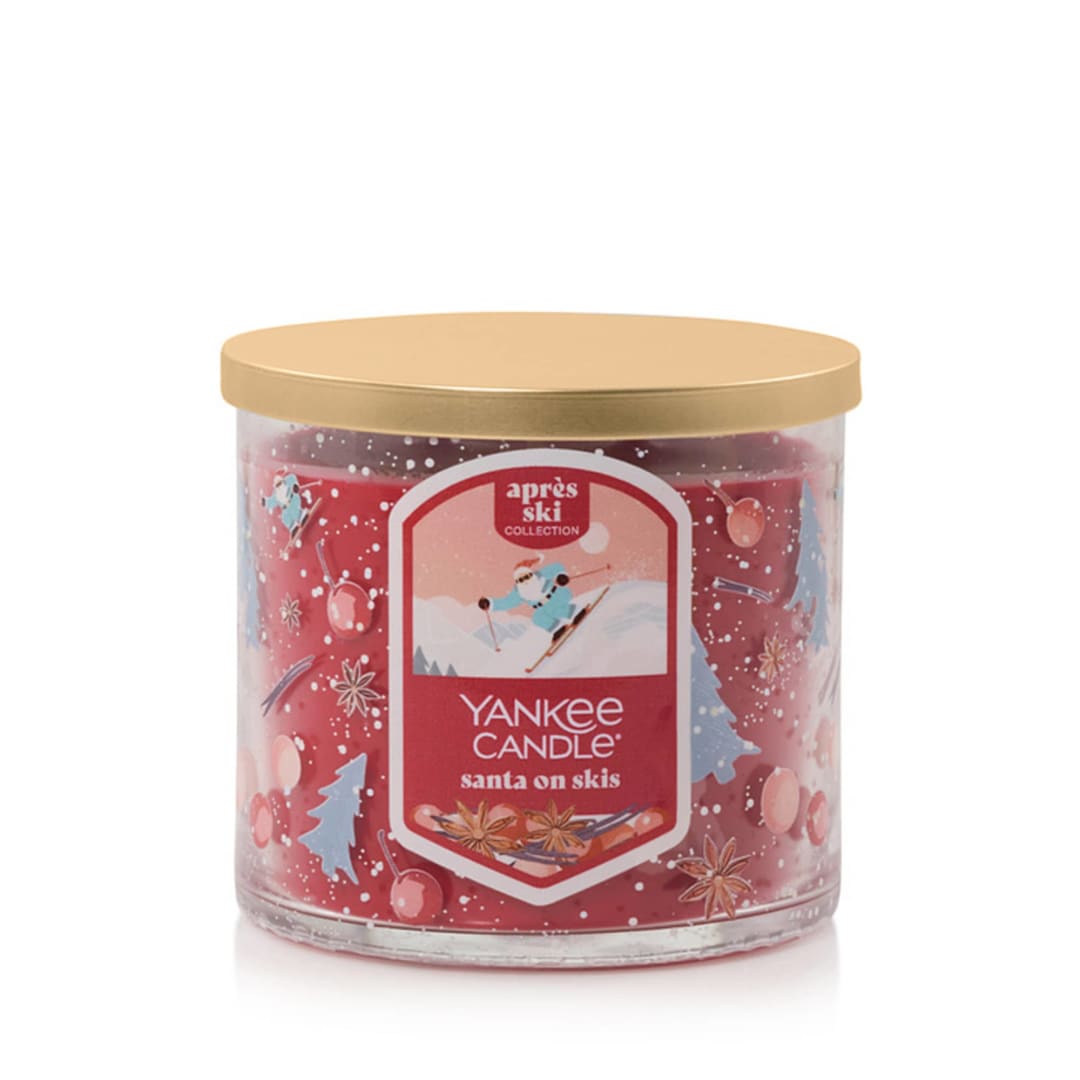 Yankee Candle Santa On Skis, 14.5 oz 3-Wick Candle with up to 40 Hour Burn Time