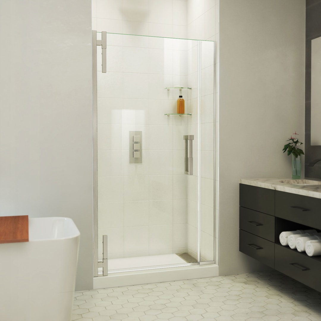 DreamLine Ascend 40 1/2 - 41 1/2 inch W x 72 inch H Frameless Pivot Shower Door in Brushed Nickel