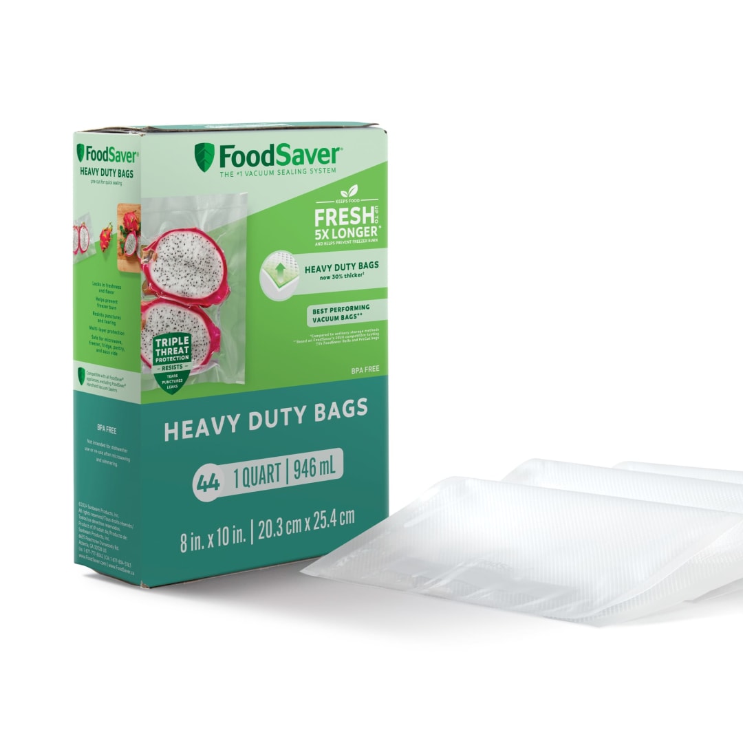FoodSaver Heavy Duty Quart Vacuum Seal Bags, 44 Count 8" x 11" BPA-Free Freezer Bags, 30% Thicker for Food Storage, Sous Vide, and Meal Prep