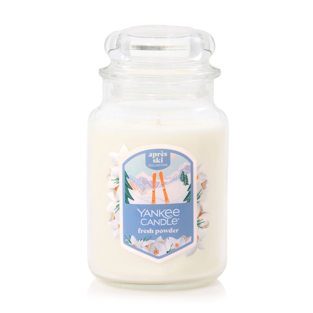 Yankee Candle Fresh Powder, 22 oz Original Large Jar Candle with up to 150 Hour Burn Time