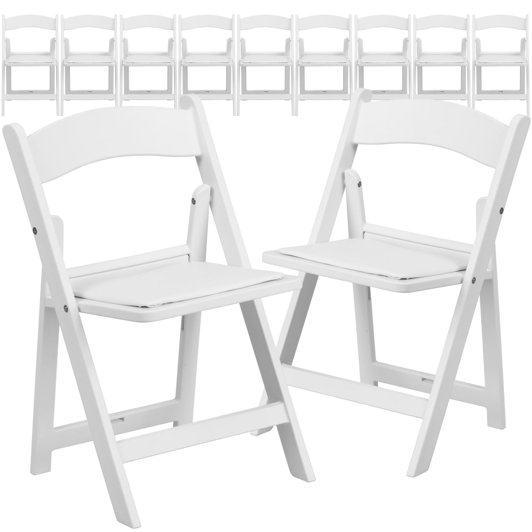 HERCULES Set of 11 Kids White Resin Folding Chairs with Vinyl Padded Seat and 12.5" Seat Height, Ages 4-6