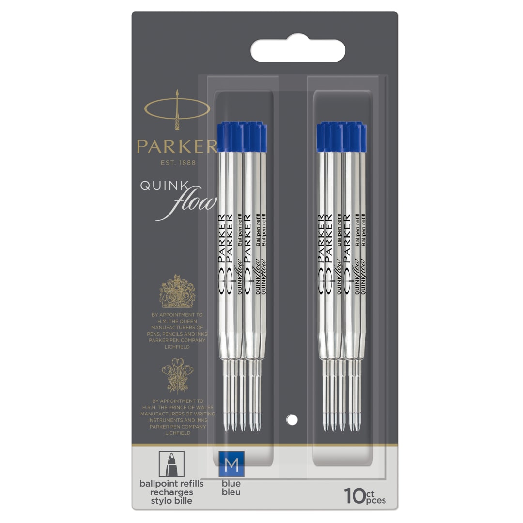 Parker Recambios de tinta para bolígrafos | punta mediana | tinta azul | paquete de 10