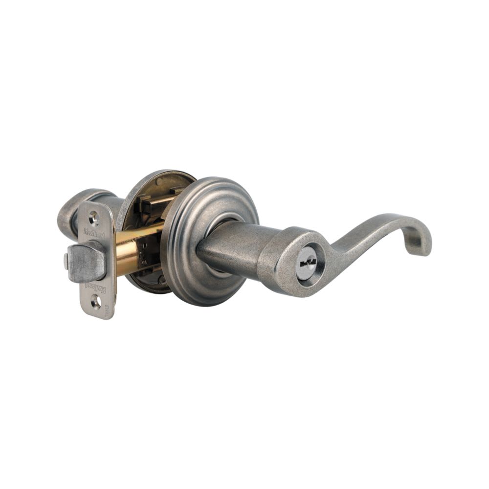 Commonwealth Keyed Entry Lever in Rustic Pewter