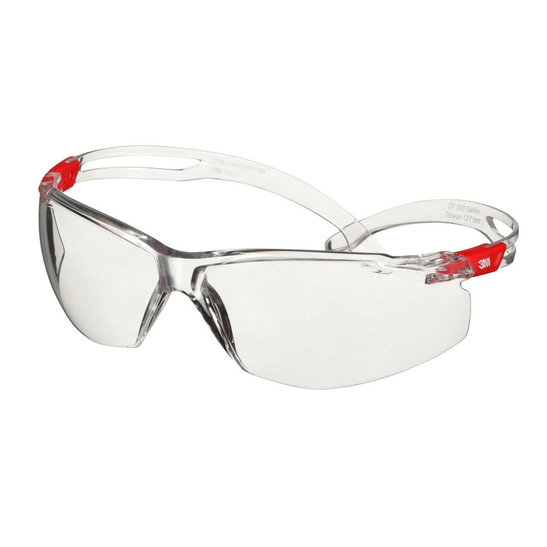 3M™ SecureFit™ 500 İş Güvenliği Gözlükleri, Şeffaf ve Kırmızı çerçeve, Scotchgard™ Buğu Önleyici / Çizilmeye Dayanıklı Kaplama (K ve N), Şeffaf lens, SF501SGAF-RED-EU, 20/Kutu