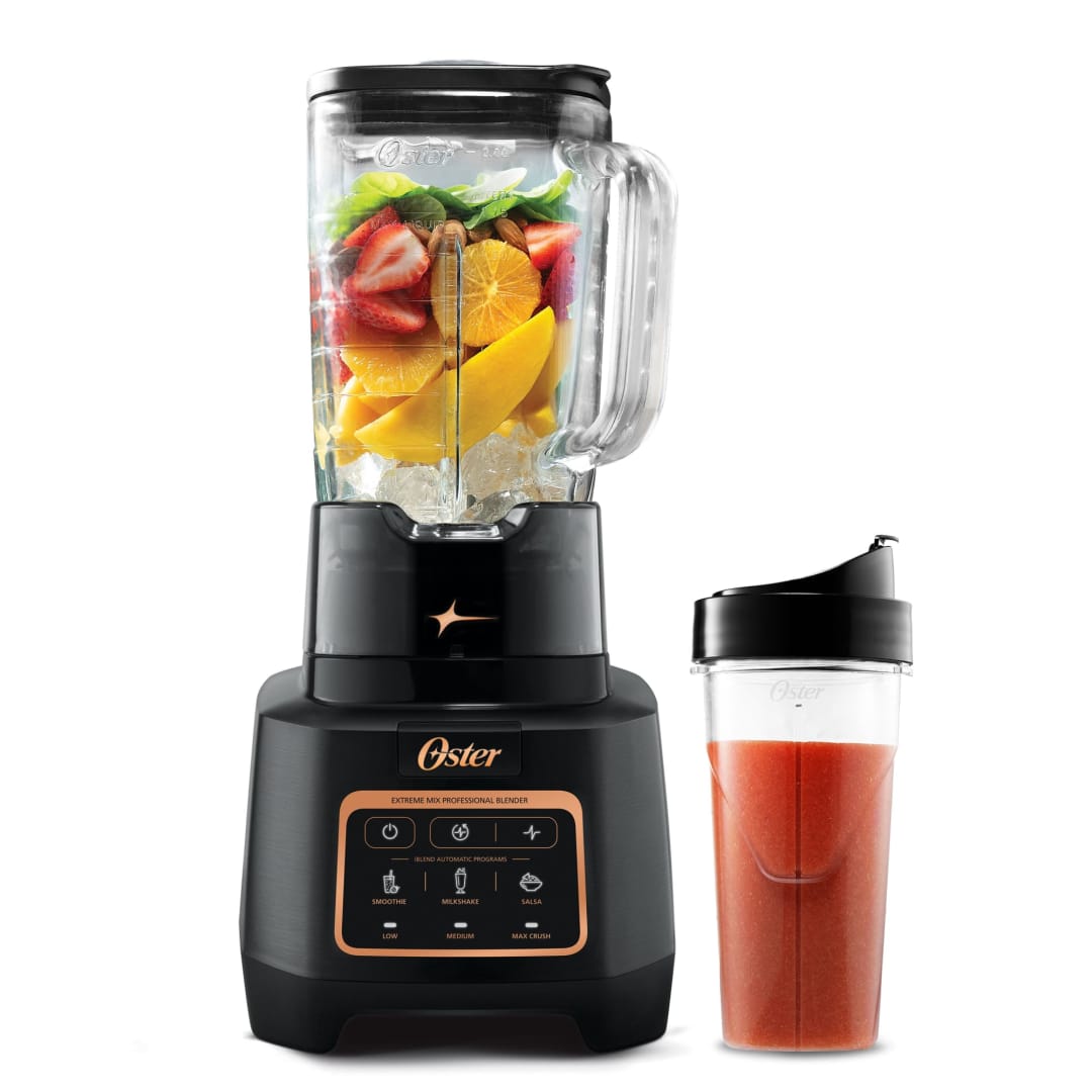 Oster Extreme Mix Blender, 8-Cup Glass Jar Blender with iBlend Technology, 2-Horspower Blender with 10-Point Blade