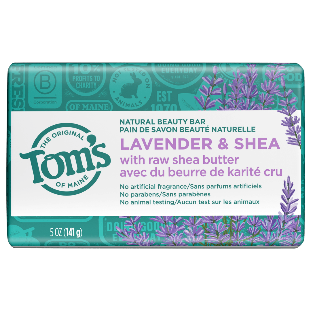 Tom’s of Maine Lavender & Shea Natural Bar Soap, Dermatologically Tested, Paraben Free, Vegan, 5 oz