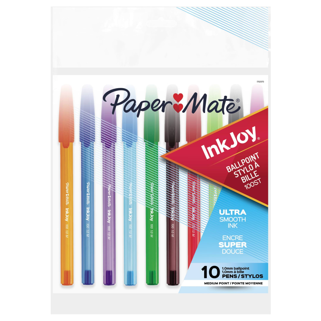 Paper Mate® InkJoy® 100ST Ballpoint Pens, Medium Point (1.0mm), Assorted Colours, 10 Count