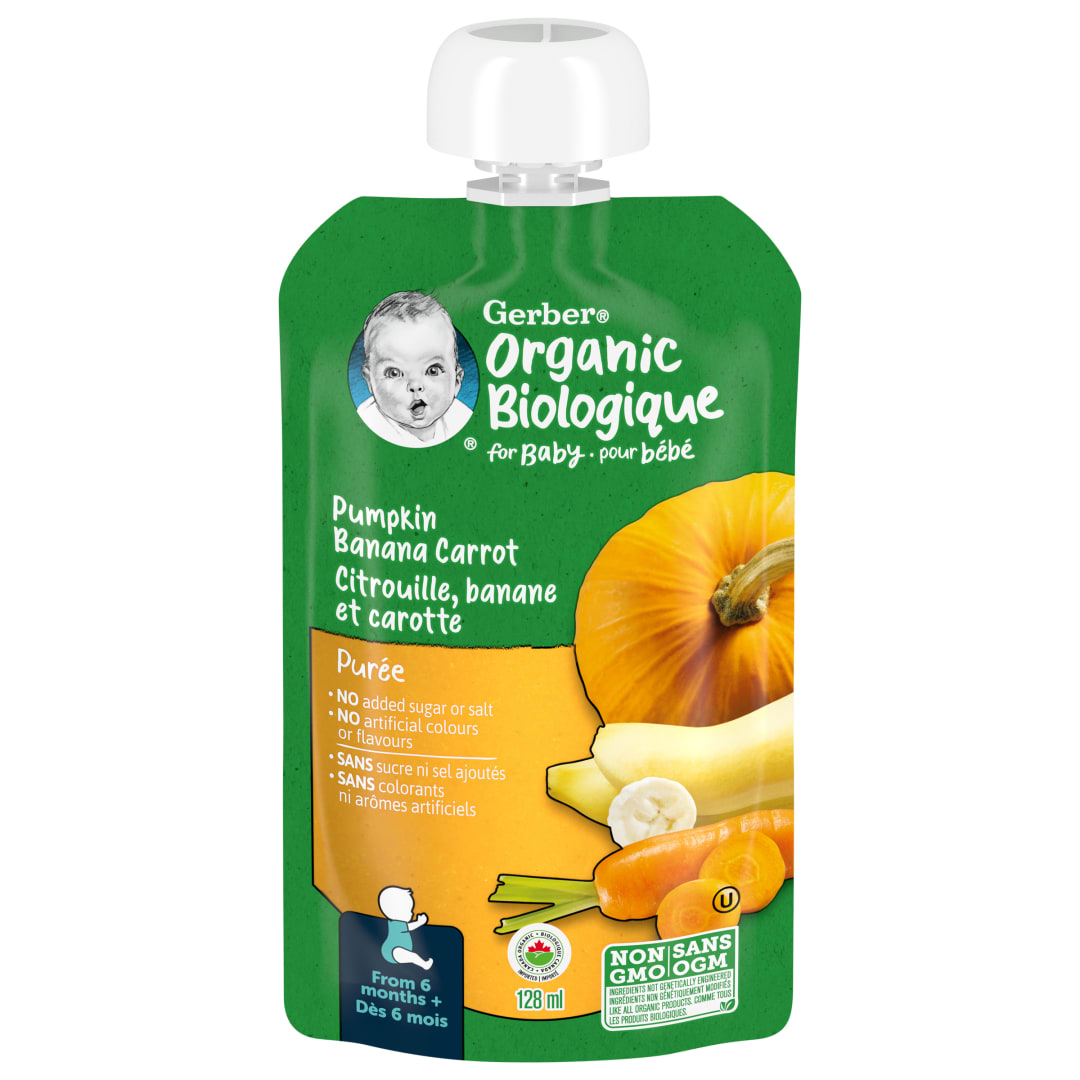 GERBER ORGNCPureePmpkBanCrt 12x128ml CA