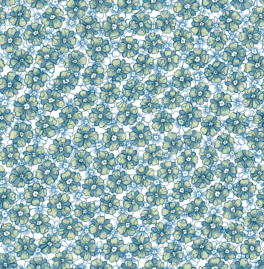 Allison Blue Floral Wallpaper