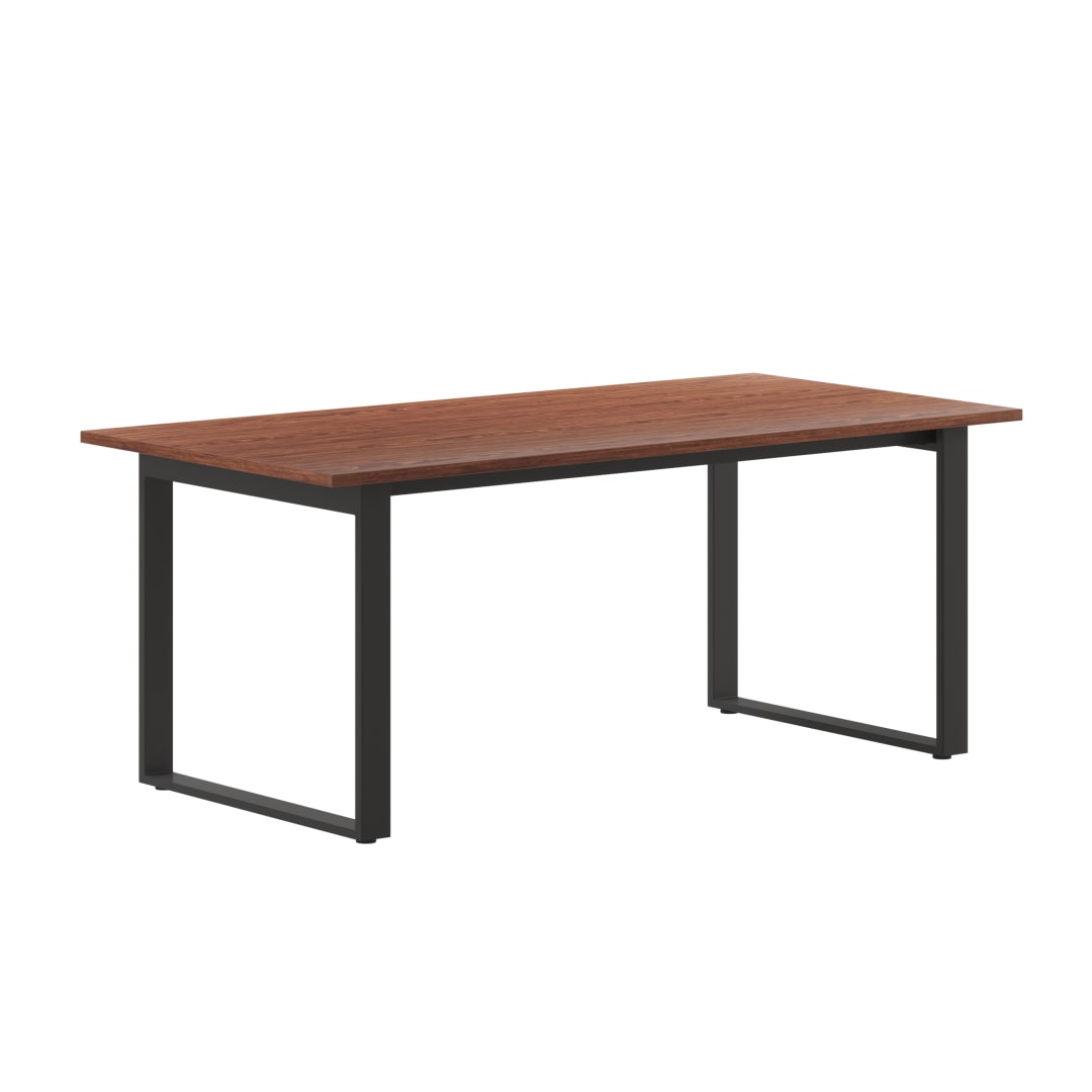 Redmond Commercial 72x36 Collaborative Table Desk, 1" Thick Double Sided Laminate Table Top with PVC Edging, Heavy Duty U-Frame Steel Base, Walnut