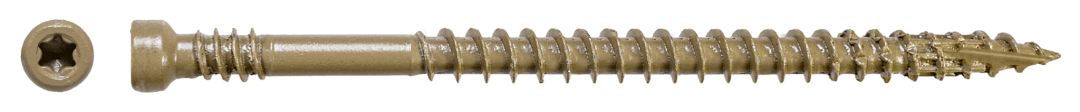 Simpson Strong-Tie FT07212R100 Finish Trim Screw — #7 x 2-1/2 in. T10, Trim-Head, Quik Guard®, Tan (100-Qty) (Pack of 5)