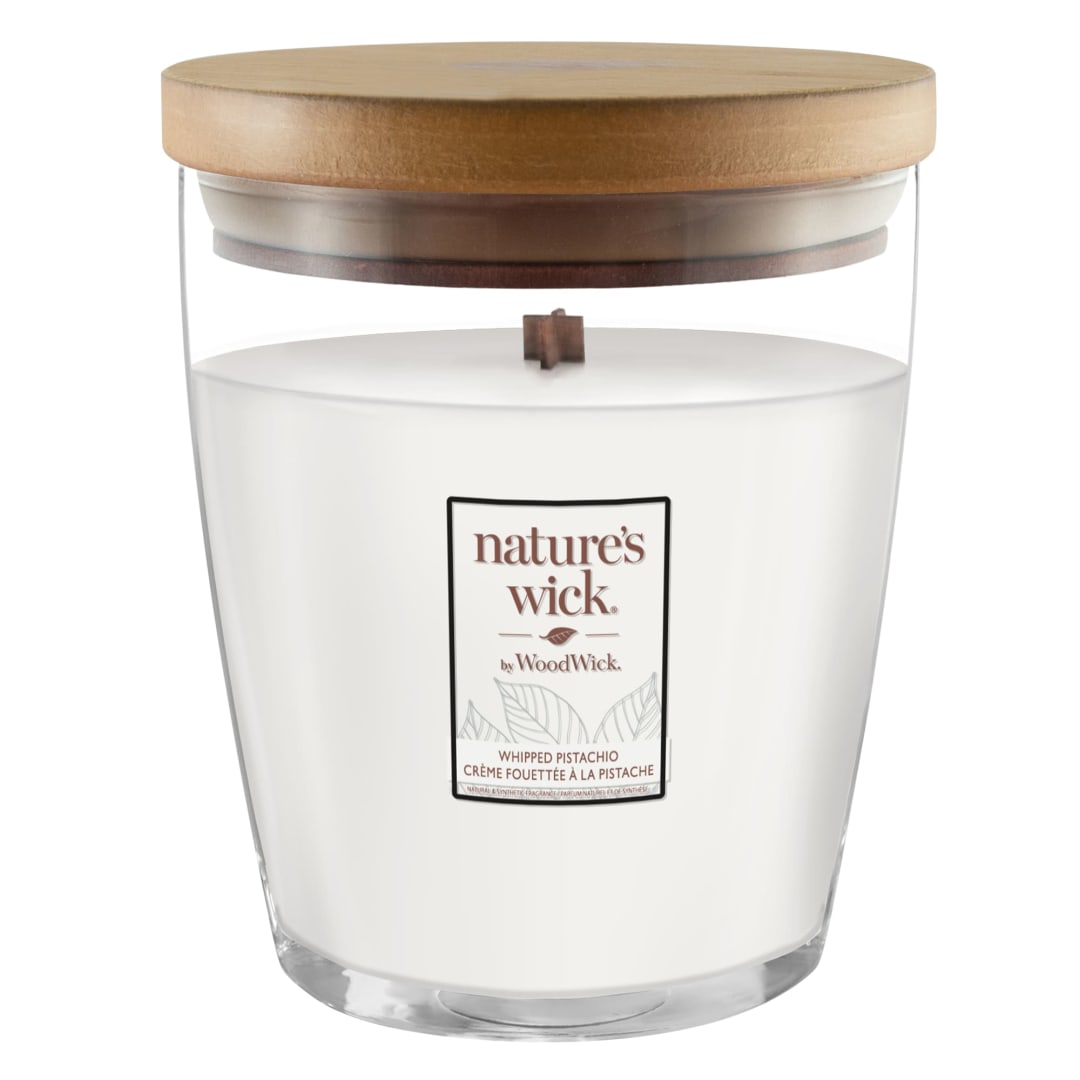 WoodWick Nature's Wick Medium Jar Scented Candle | Whipped Pistachio | with Crackling Wick | 284g | Perfect Gifts for Women