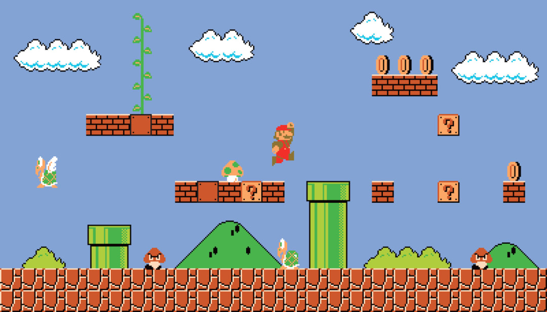 Super Mario Rails Super Mario Retro XL Chair Rail Wall Mural | York Design Group Product ...