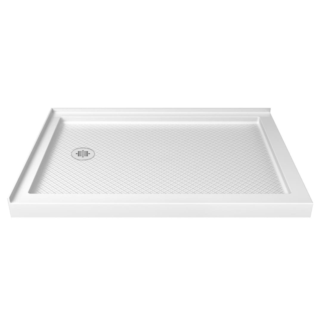 DreamLine SlimLine 36 inch D x 54 inch W x 2 3/4 inch H Left Drain Double Threshold Shower Base in White