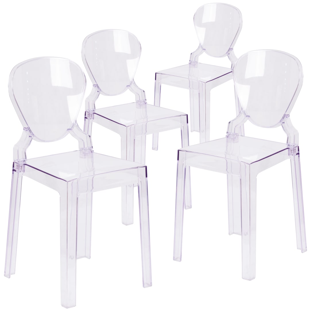 McKenna 4 Pk. Ghost Chair with Tear Back in Transparent Crystal