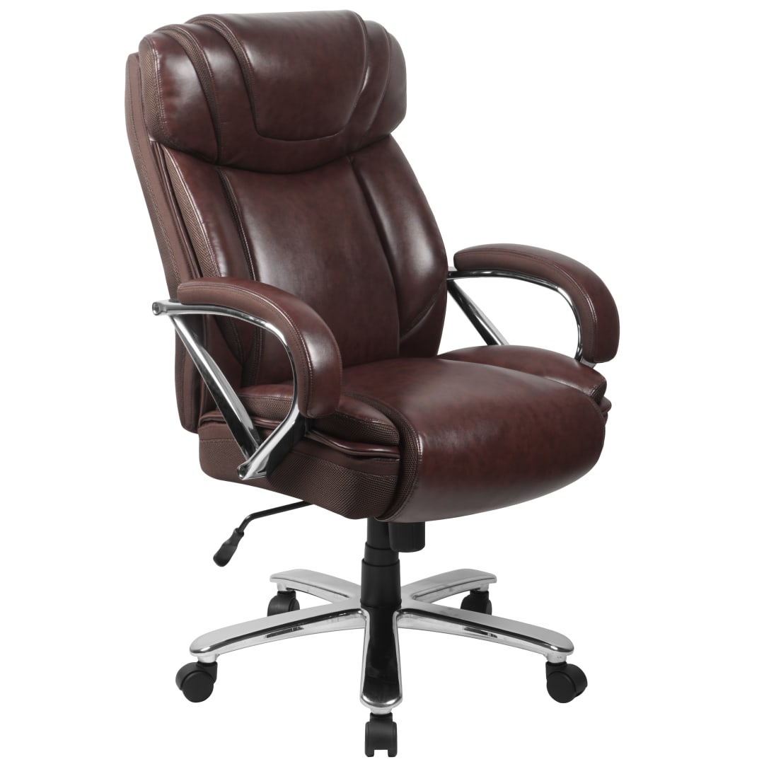 HERCULES Series Big &amp; Tall 500 lb. Rated Brown LeatherSoft Executive Swivel Ergonomic Office Chair with Extra Wide Seat