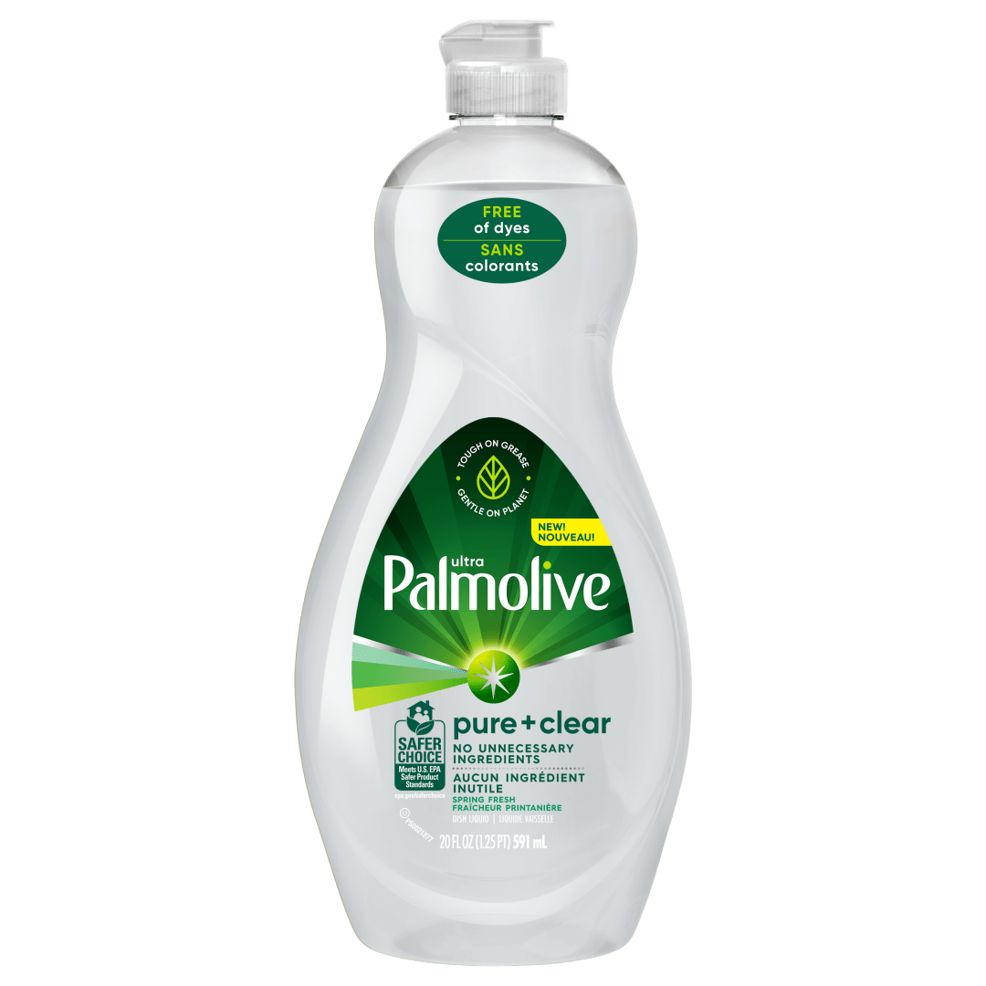 Palmolive Ultra Pure + Clear Liquid Dish Soap, Hypoallergenic Dye Free Soap, Spring Fresh Scent, 20 fl oz Bottle