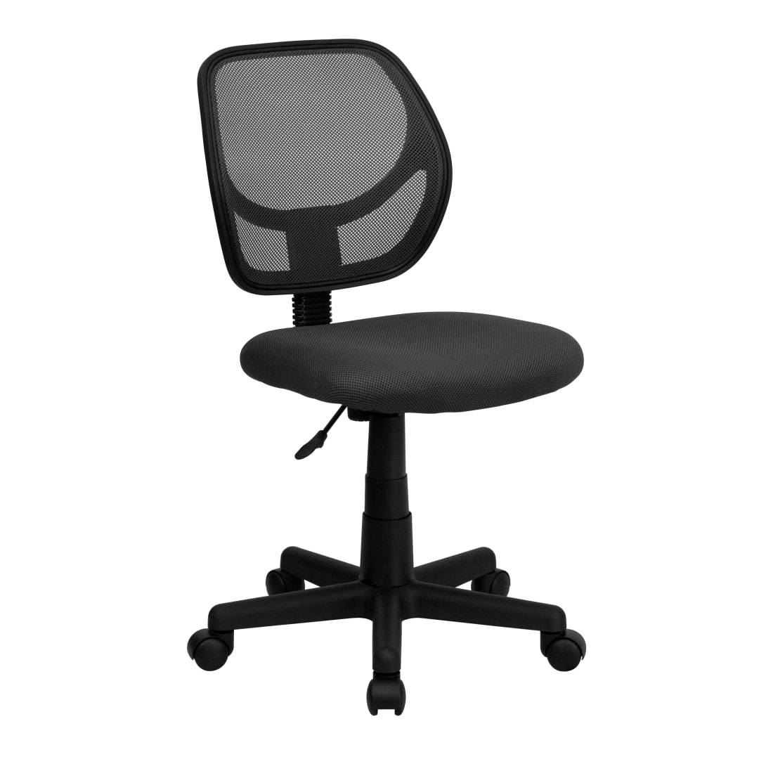 Neri Low Back Gray Mesh Swivel Task Office Chair with Curved Square Back