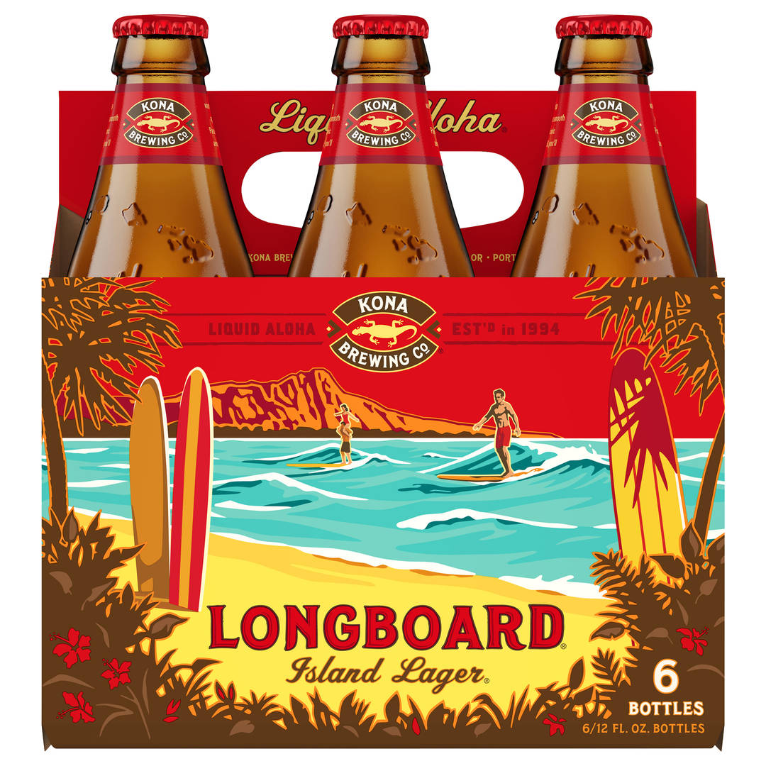 Kona Longboard Island Lager Beer, 6 Pack Beer, 12 FL OZ Bottles