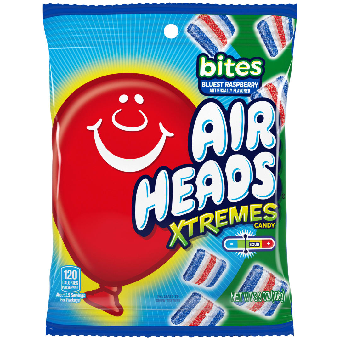 Airheads Xtremes Bites Bluest Raspberry 3.8 oz Peg Bag