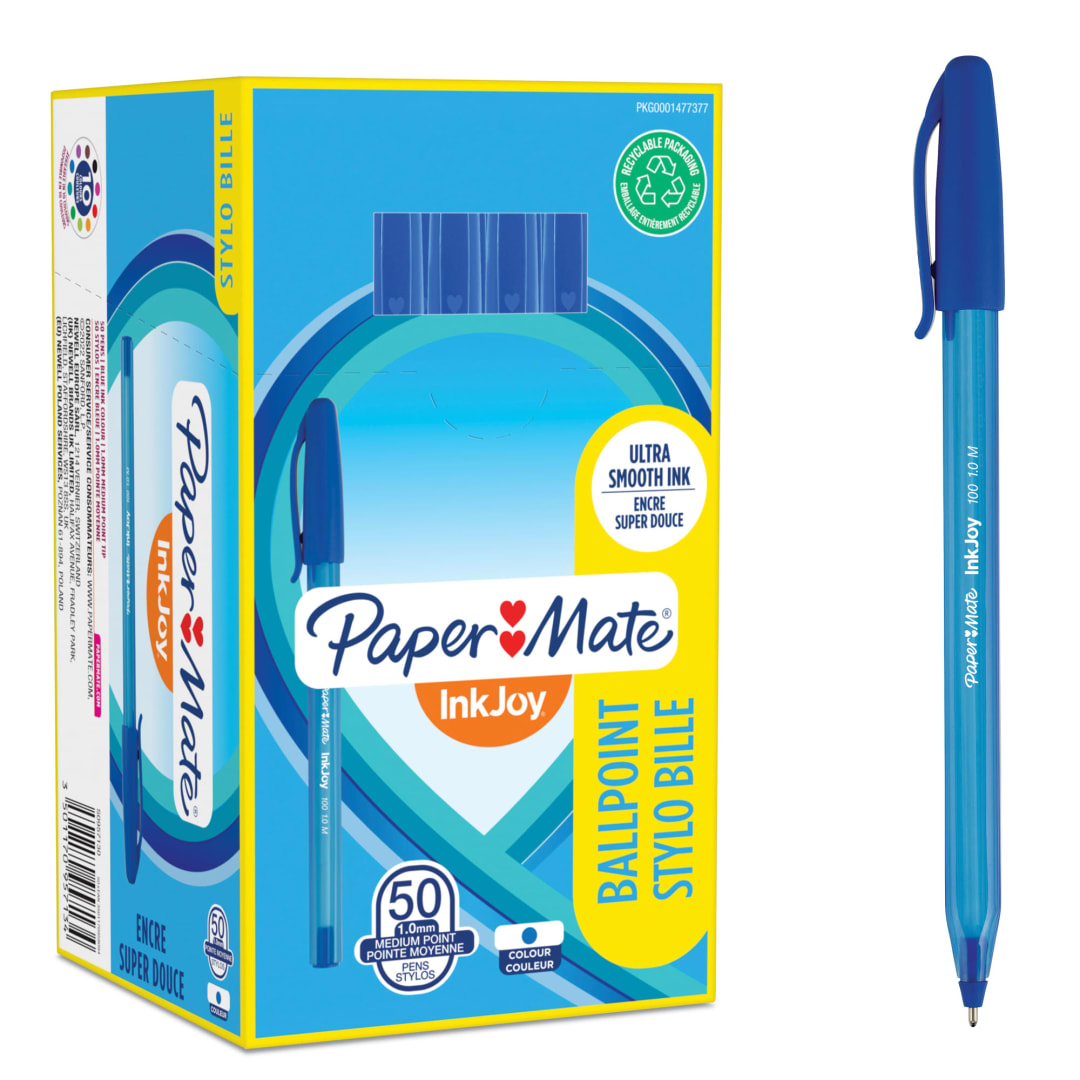 Paper Mate® InkJoy® 100ST Ballpoint Pens | Medium Point (1.0mm) | Blue | 50 Count