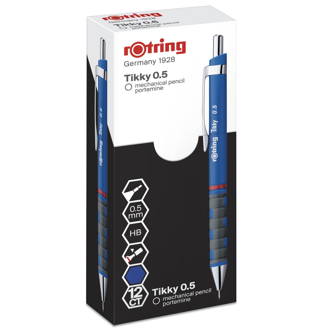 rOtring Tikky Colour-Coded Mechanical Pencils | 0.5 mm | Blue Barrel | Box of 12