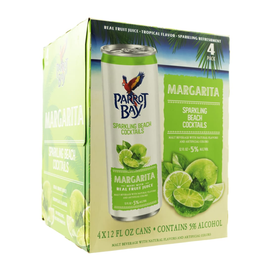 Parrot Bay Sparkling Beach Margarita Cocktails 4 Pack 12Fl oz 10 Proof