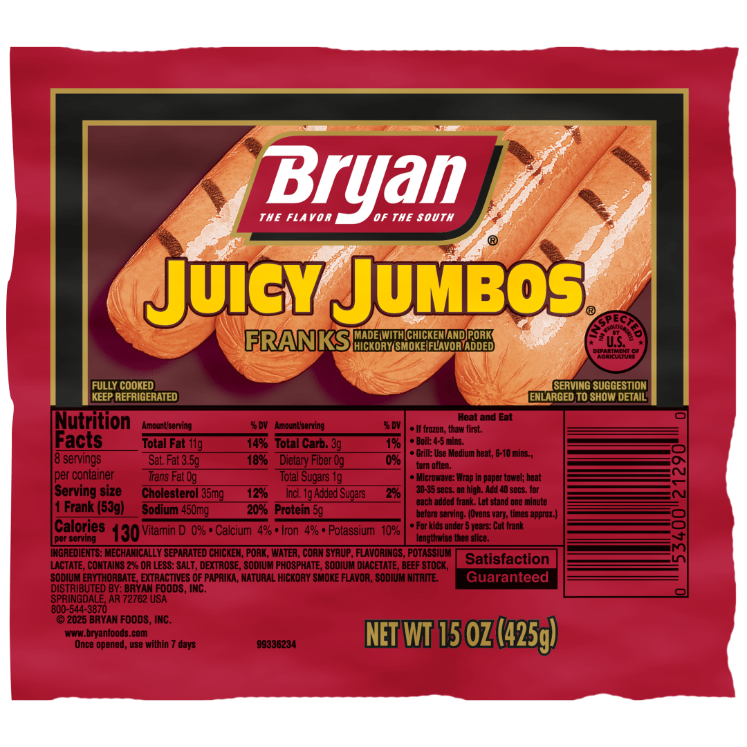 Bryan® Juicy Jumbos® Hot Dogs, 8 Count