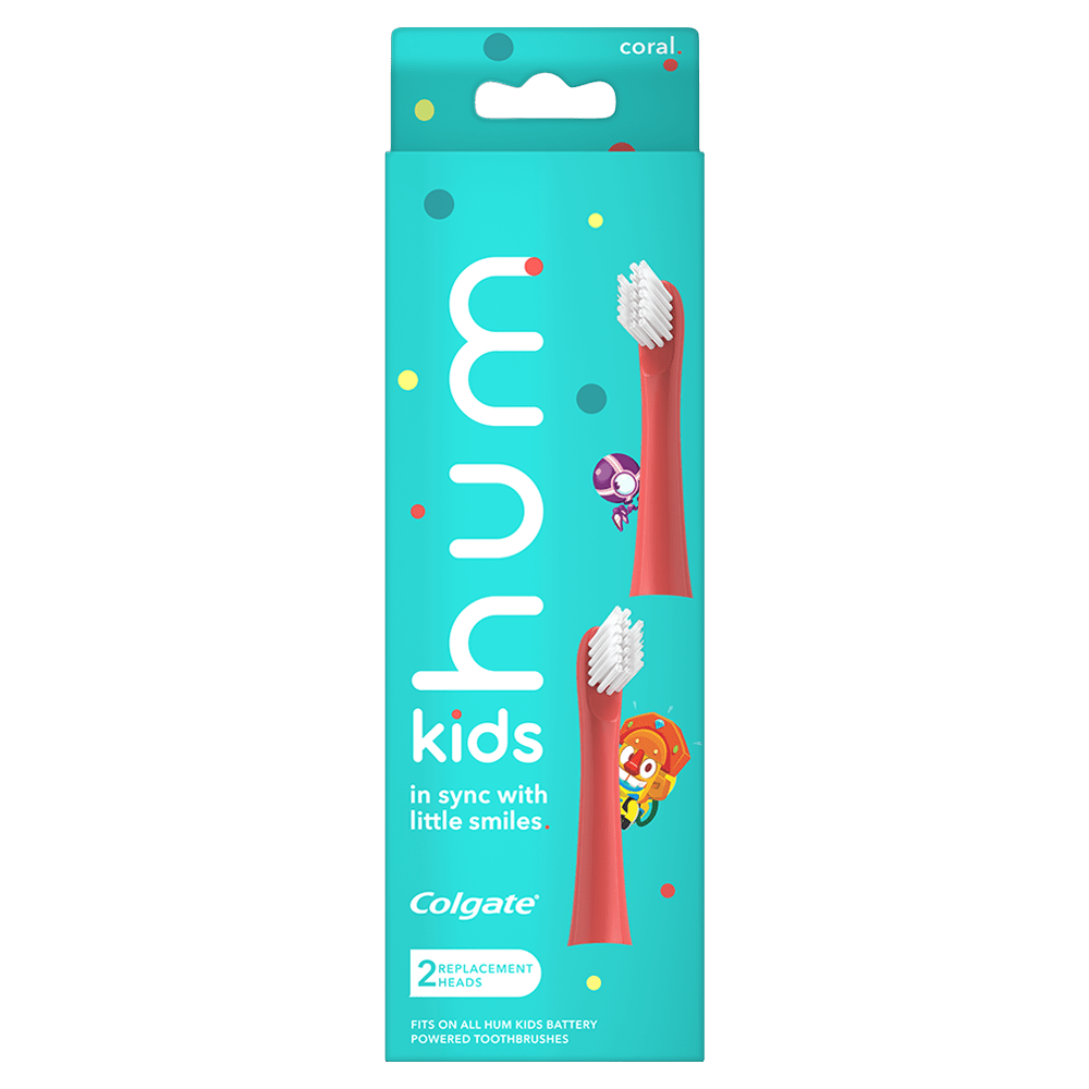 Hum Kids Powered Toothbrush Replacement Head, Coral, 2 count