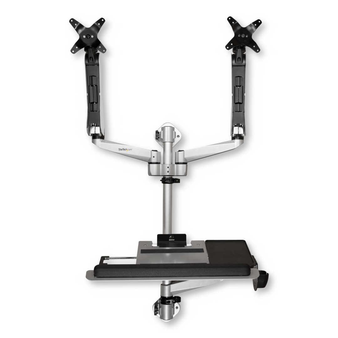 Wall-mounted Sit-stand Desk with Independent Monitor and Key