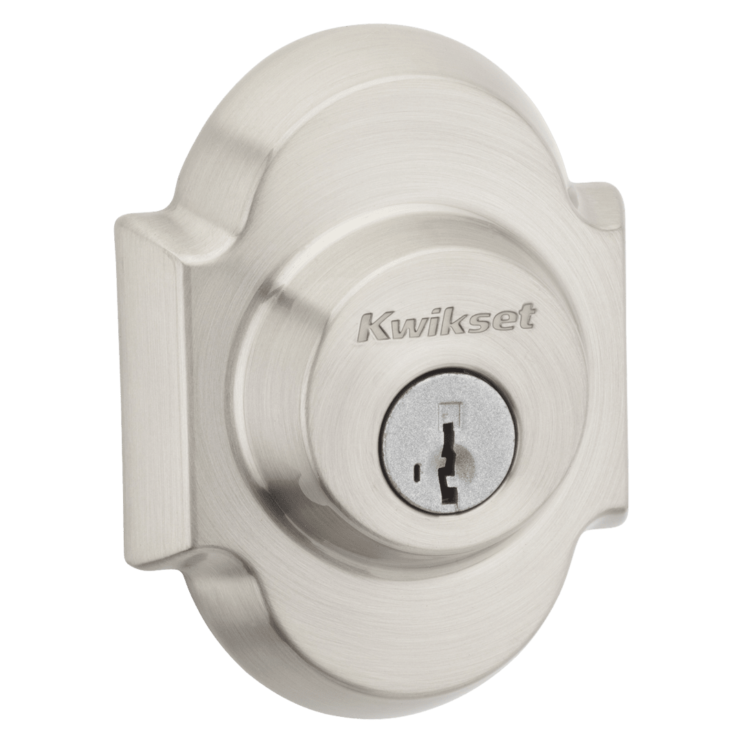 980 Austin Arched Deadbolt, Keyed One Side, featuring SmartKey Security™ in Satin Nickel