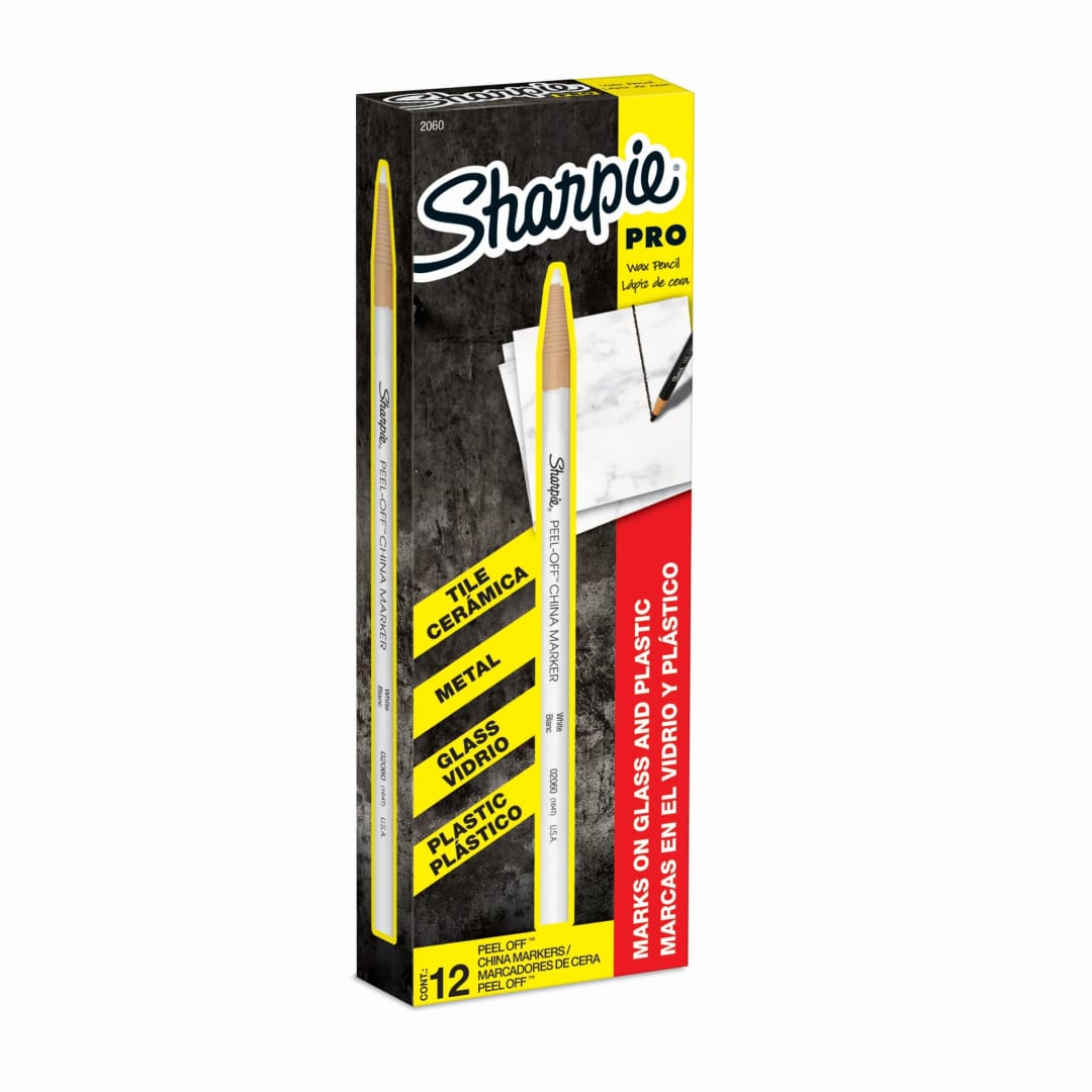 Sharpie® Peel-Off China Marker Grease Pencils, White, Box of 12