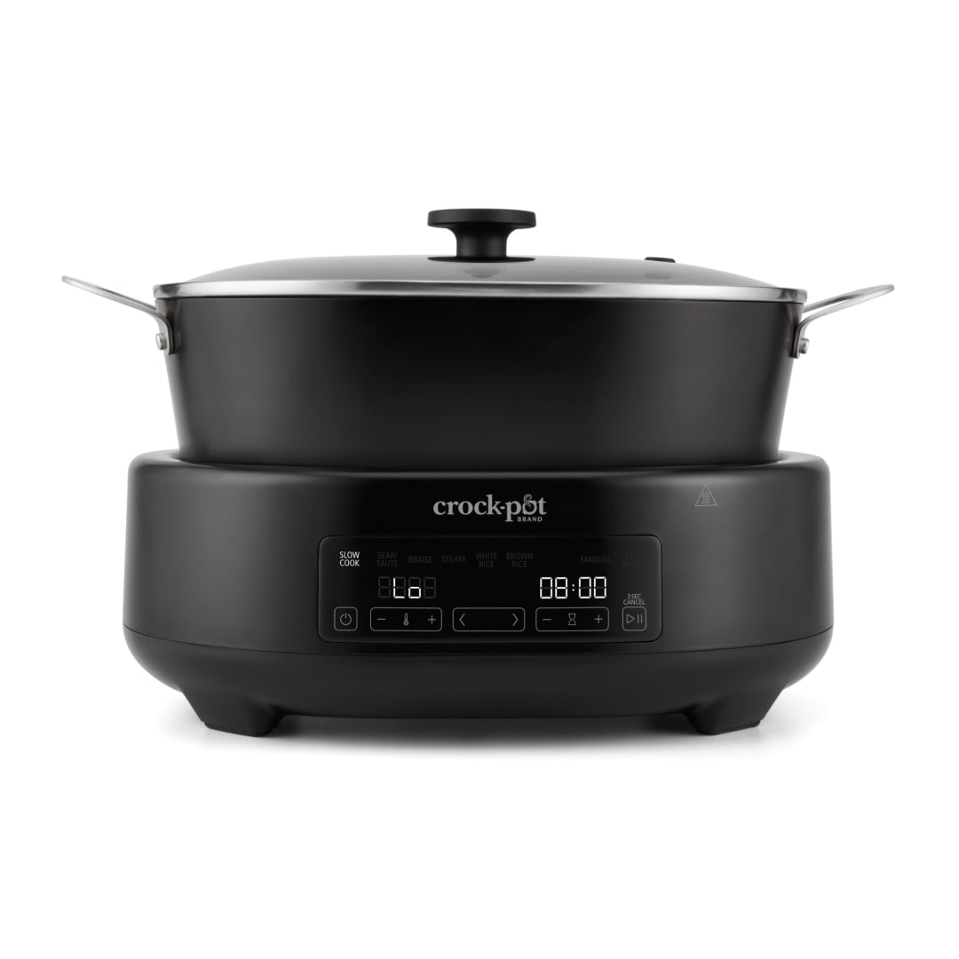 Crock-Pot® 8-Quart VersaCook Slow Cooker, Programmable Slow Cooker with LED Digital Display and 8 Cooking Settings, Black