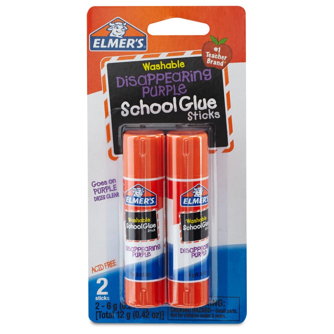Elmer's Disappearing Purple School Glue Sticks, 0.21 oz, 2 Count
