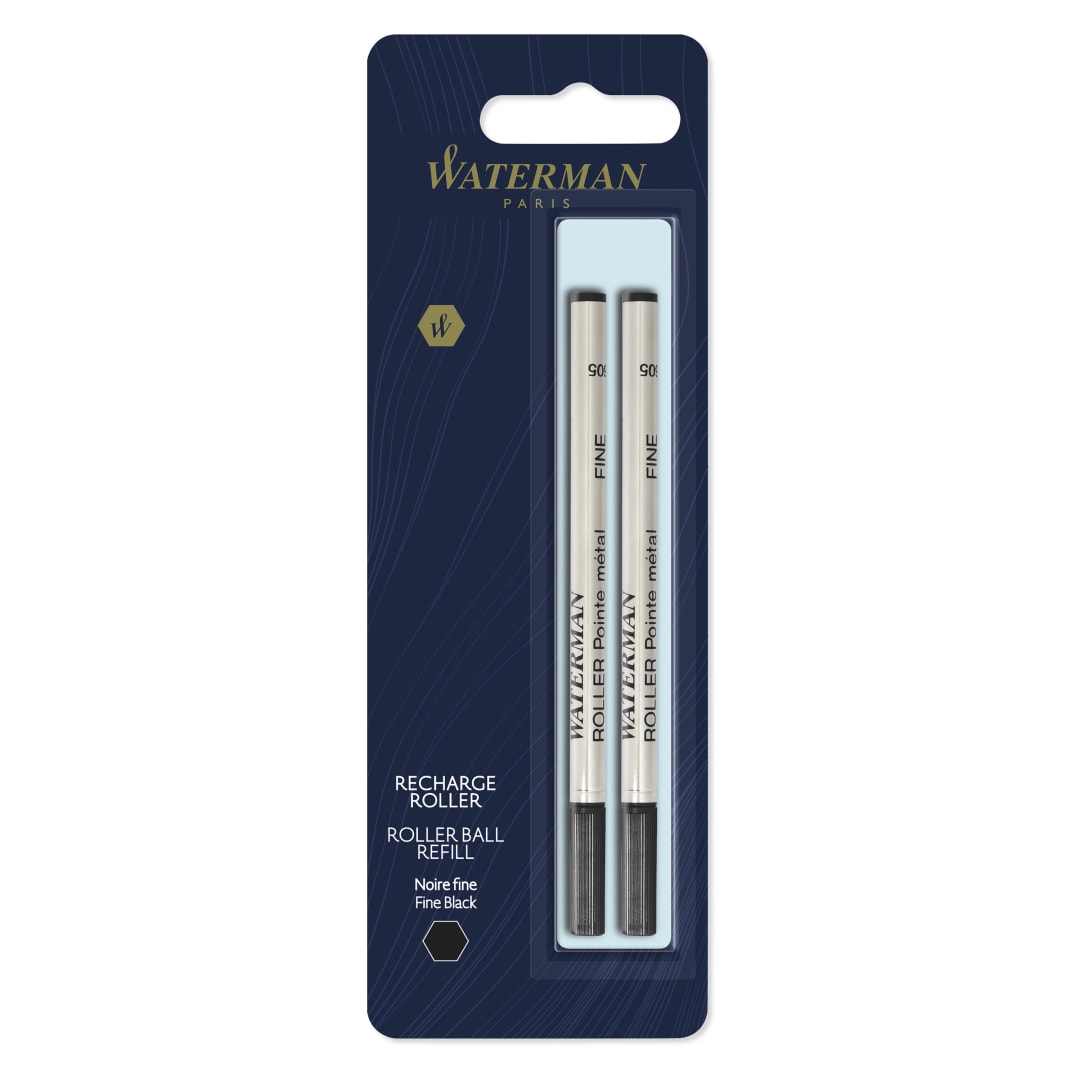 Waterman recambio para bolígrafos rollerpunta fina con tinta negrapaquete de 2