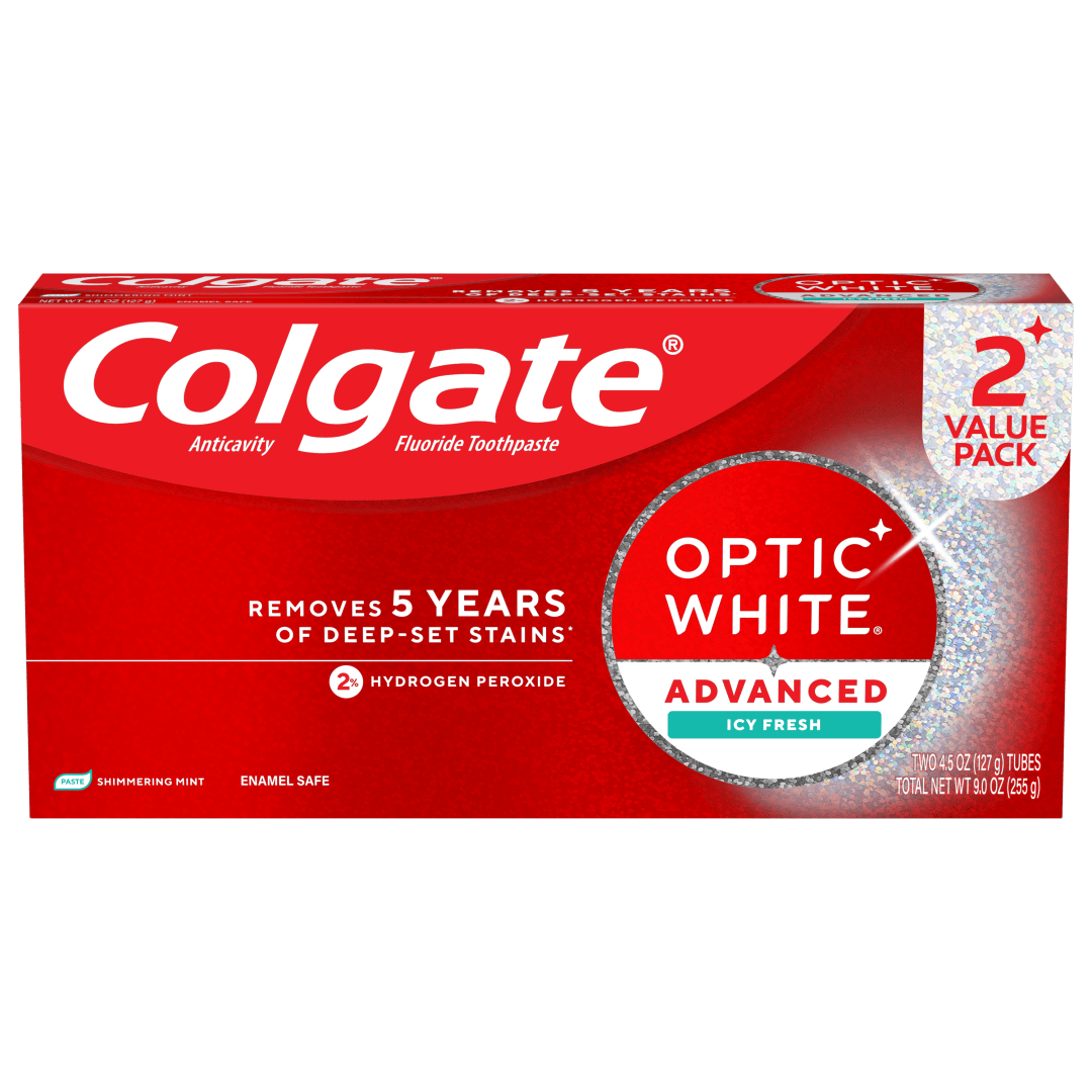 Colgate Optic White Advanced Icy Fresh Toothpaste with 2% Hydrogen Peroxide, 2 Pack, 4.5 OZ