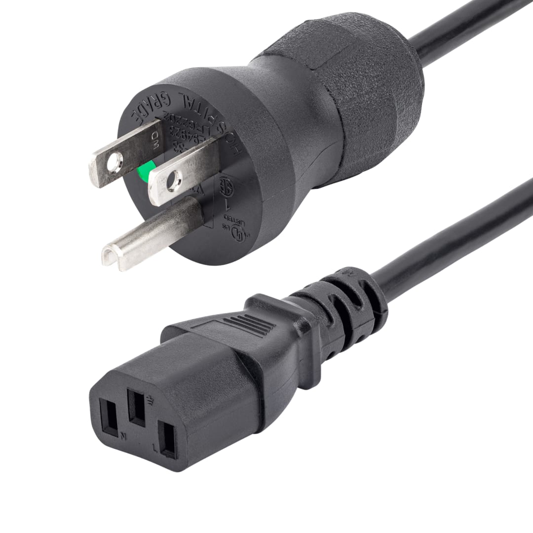 3ft NEMA-5-15P to C13 Medical Grade cable