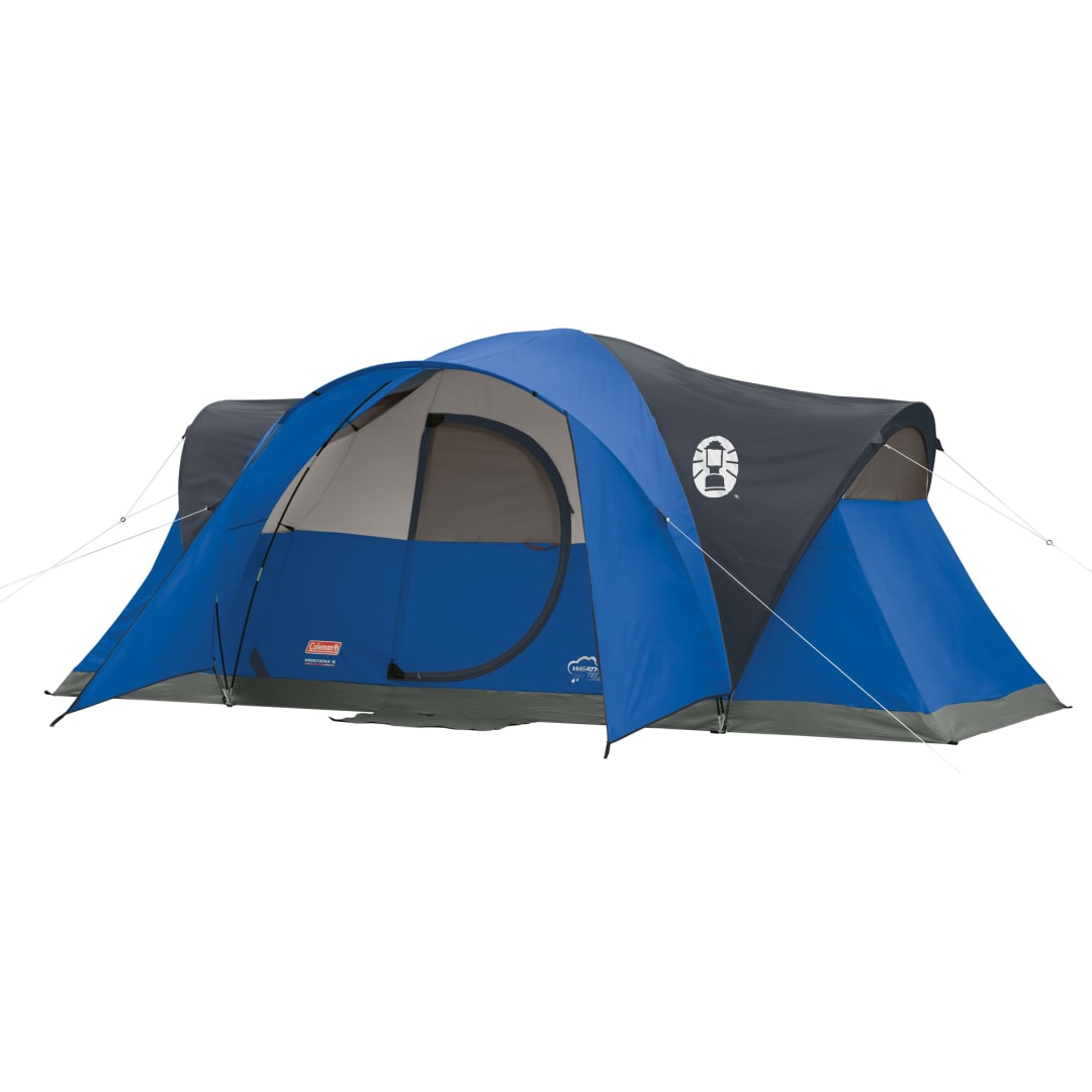 Coleman Montana 8-Person Camping Tent with Rainfly, Weatherproof Family Tent Sets Up in 15 Mins, Fits Multiple Airbeds