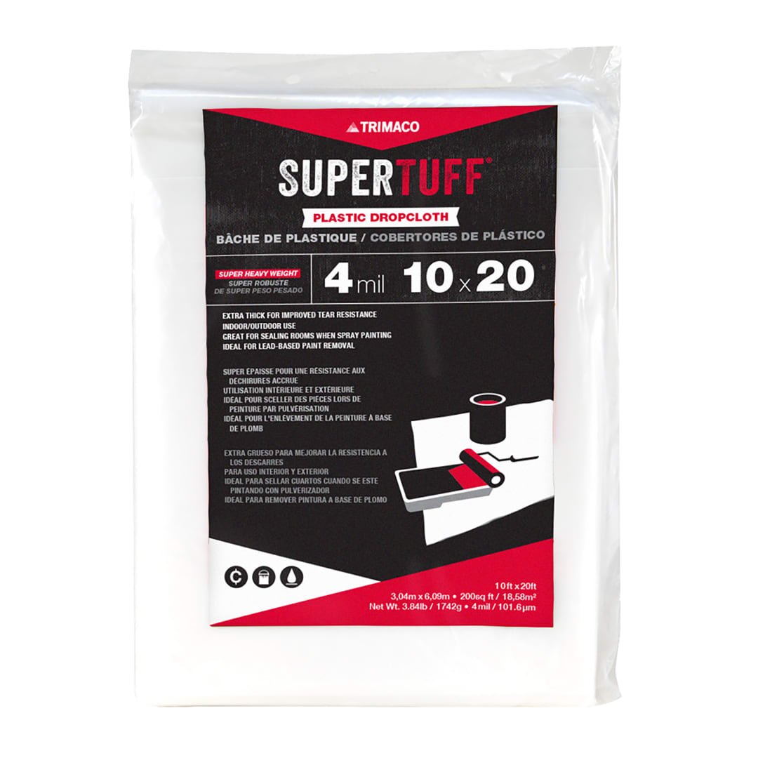 Plastic Dropcloth, 4mil, 10'x20'