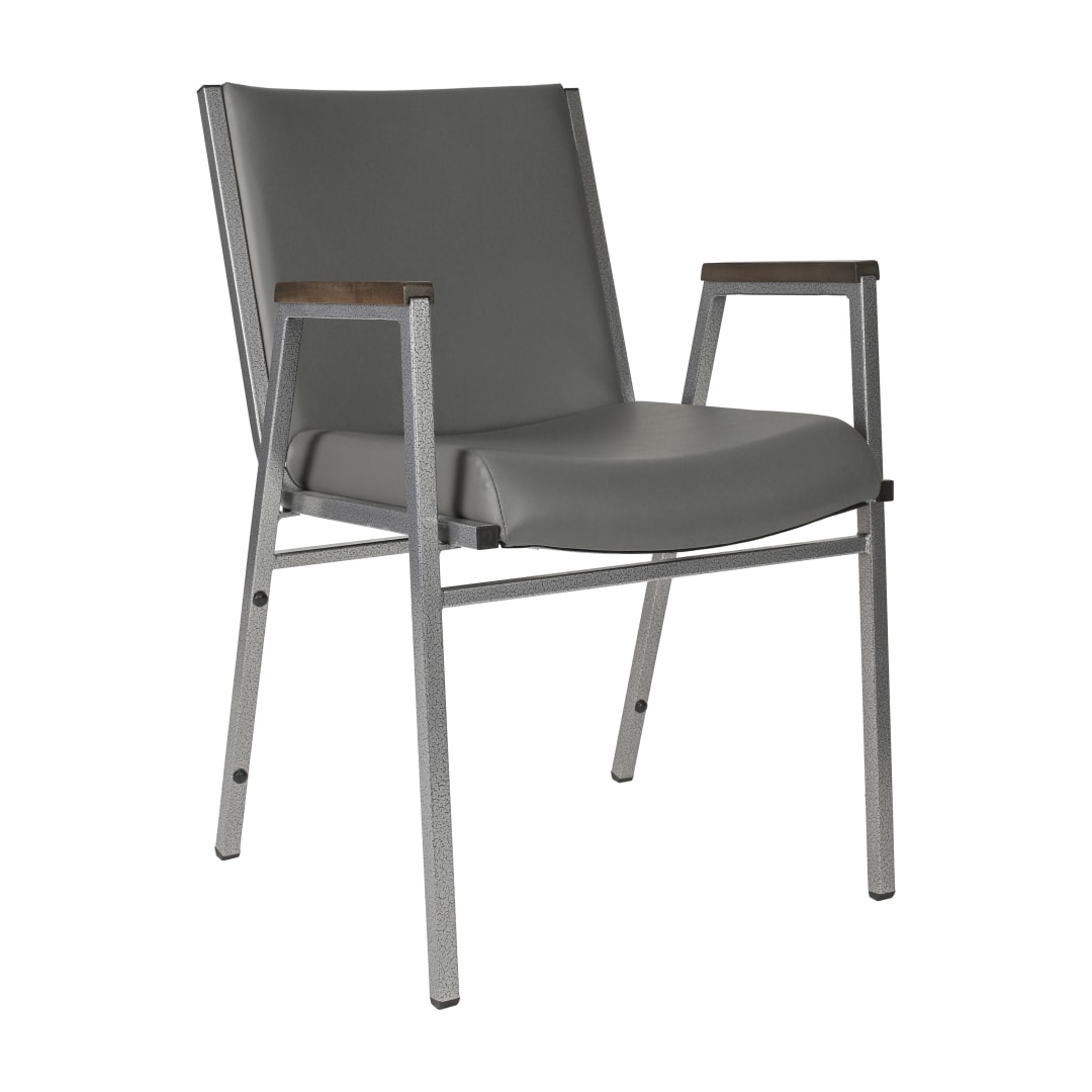 HERCULES Heavy Duty Gray Vinyl Stack Chair with Arms
