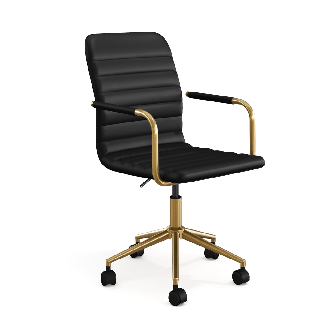 Taytum Upholstered Office Chair in Black/Polished Brass