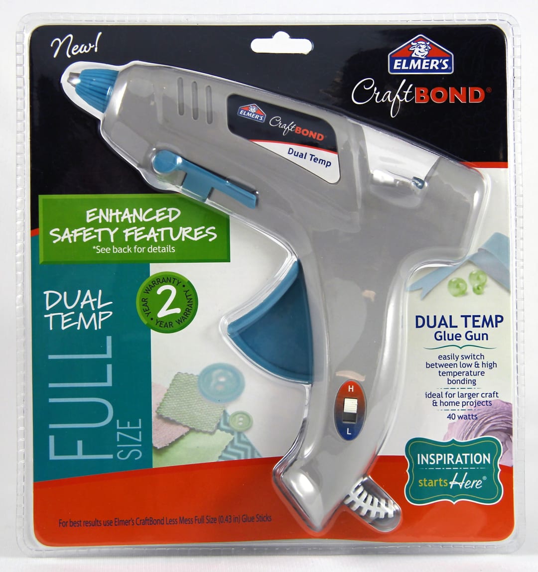 Elmer’s CraftBond Dual Temp Hot Glue Gun, 40 Watt