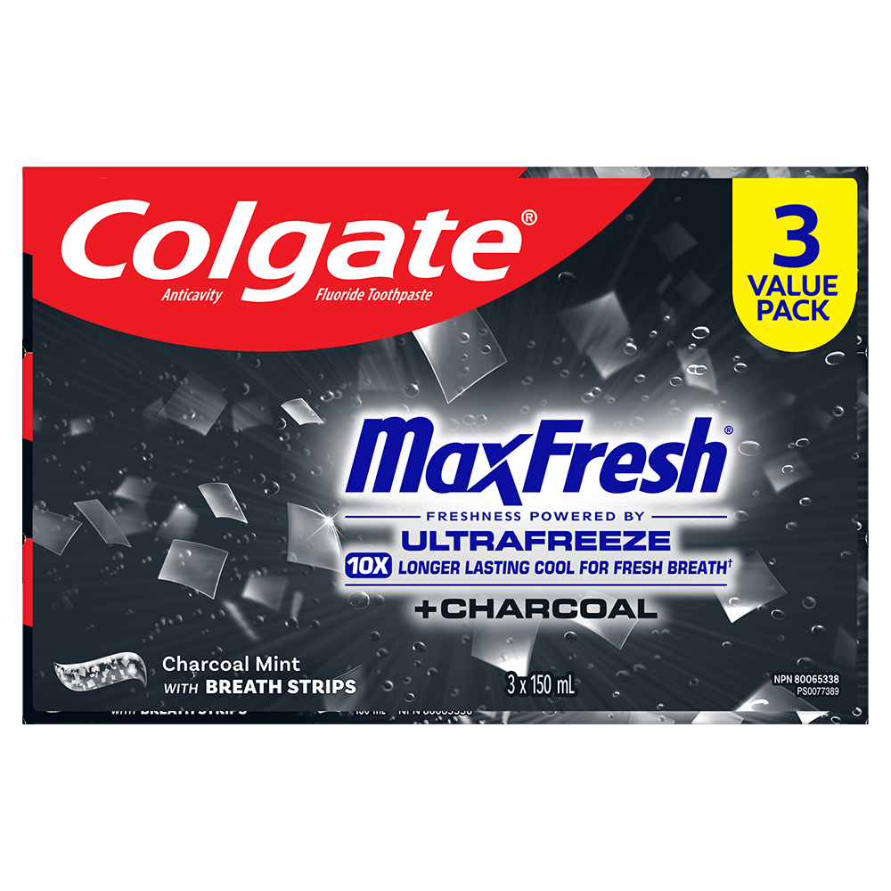 Colgate MaxFresh Mint Toothpaste with Charcoal, 3 Pack, 150 mL