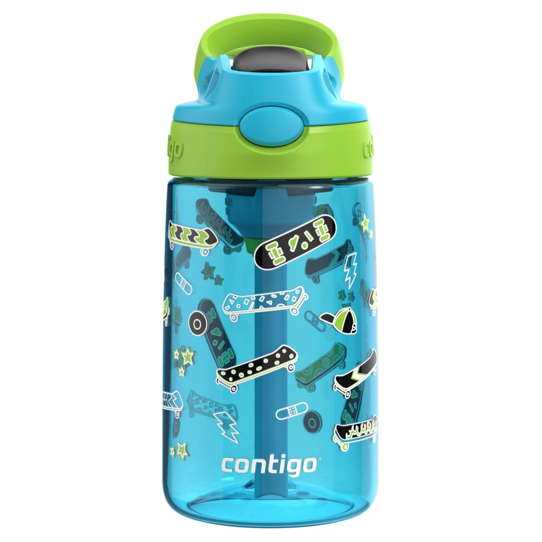 Contigo® Aubrey Leak-Proof Spill-Proof Water Bottle, Blue Raspberry Lime Skater, 14 oz