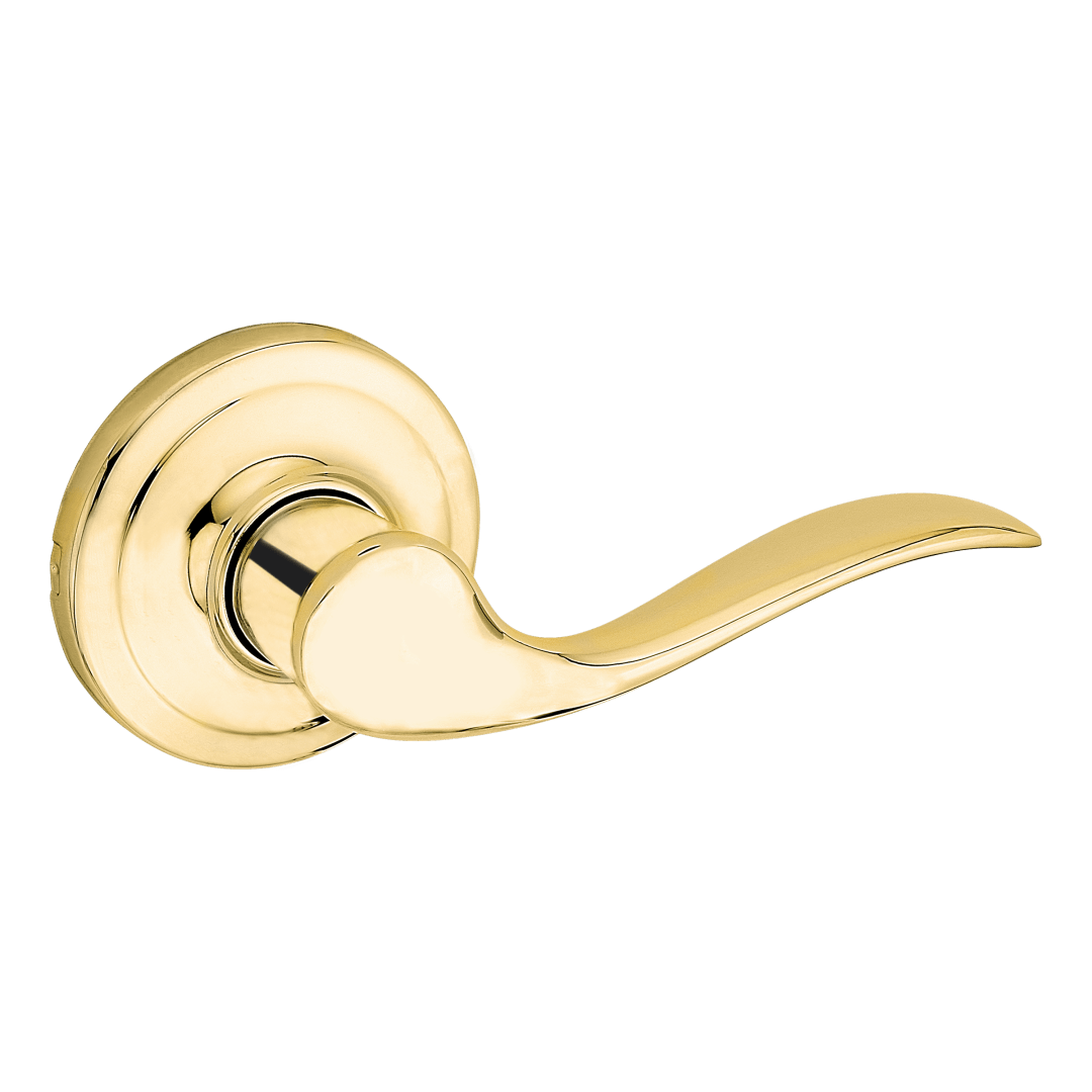 Tustin Half - Dummy Right Hand Wave Door Lever in Polished Brass