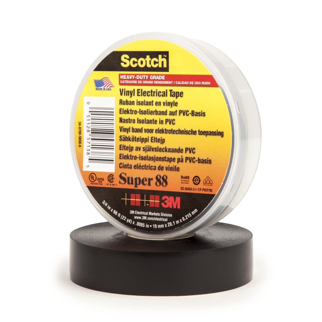 3M™ Scotch Super 88 Vinil Elektrik Bantı, Siyah, 19mm x 20m