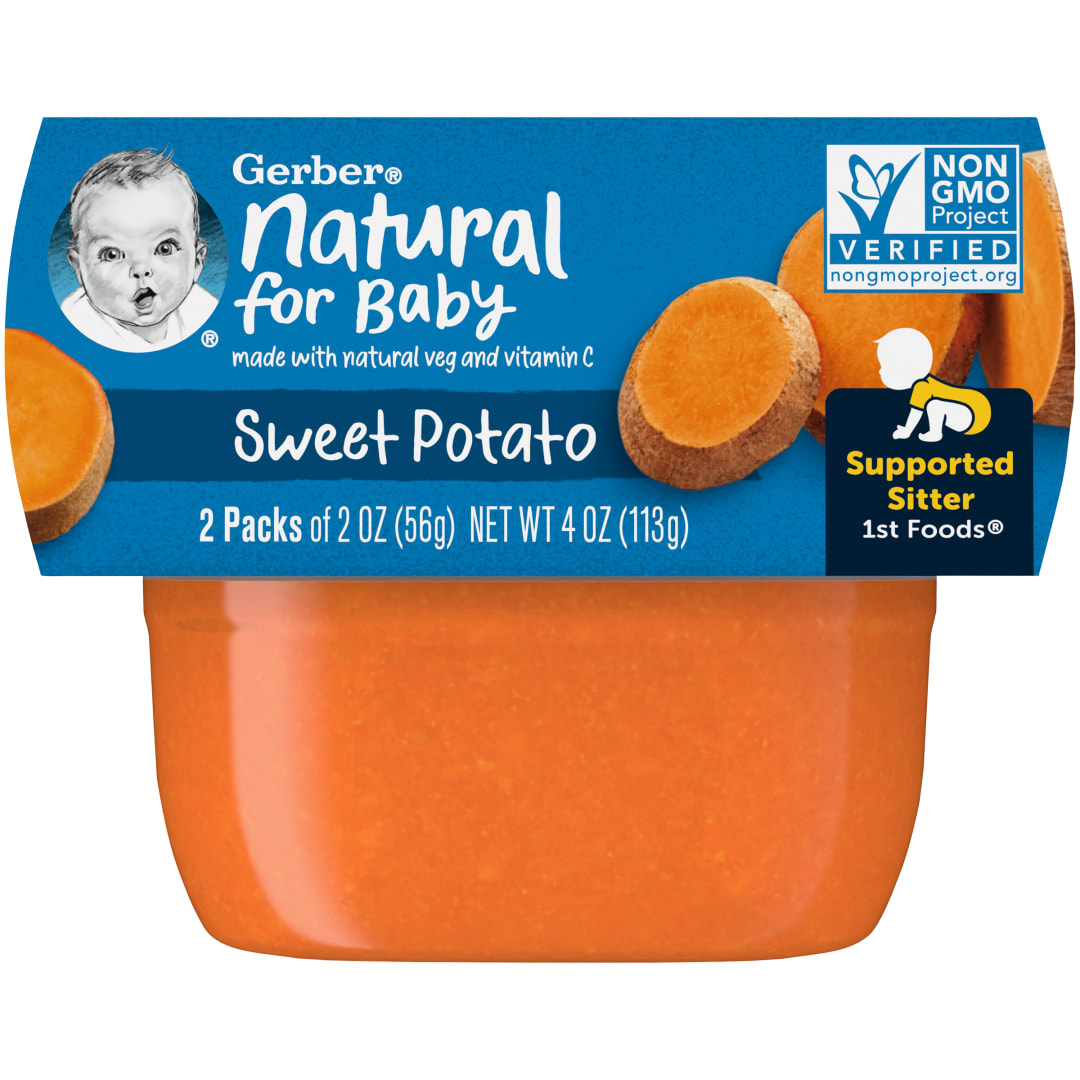 Gerber Stage 1 Baby Food, Sweet Potato Puree Tub, Baby Puree, 16PK