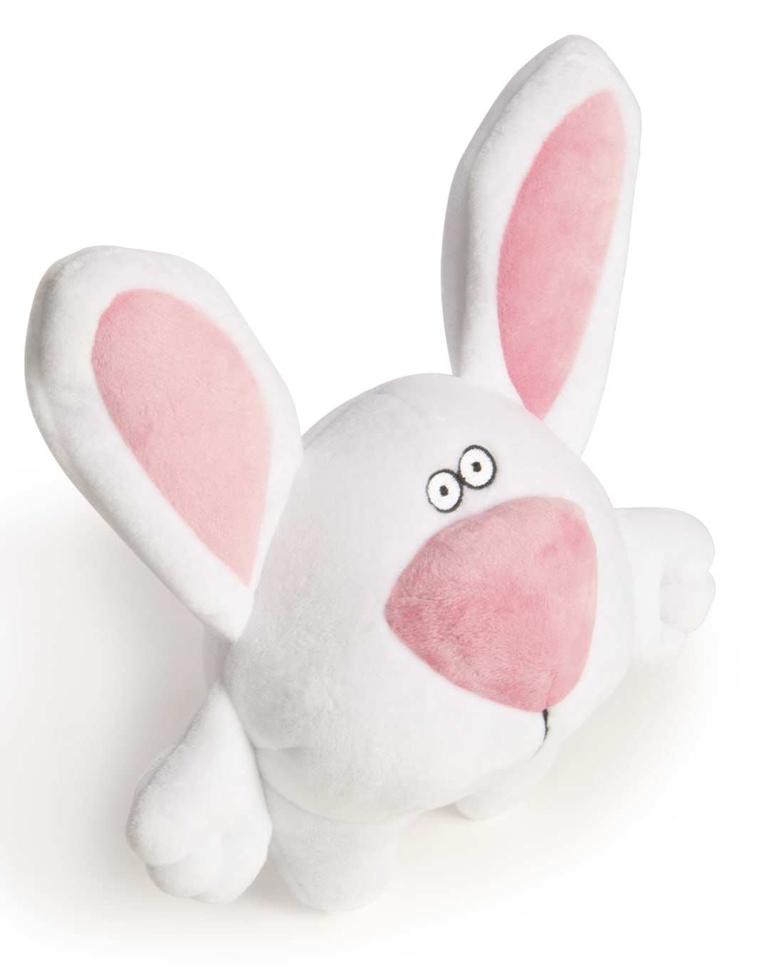 goDog Big Nose Bunny Squeaky Plush Dog Toy With Chew Guard Technology, White, Large